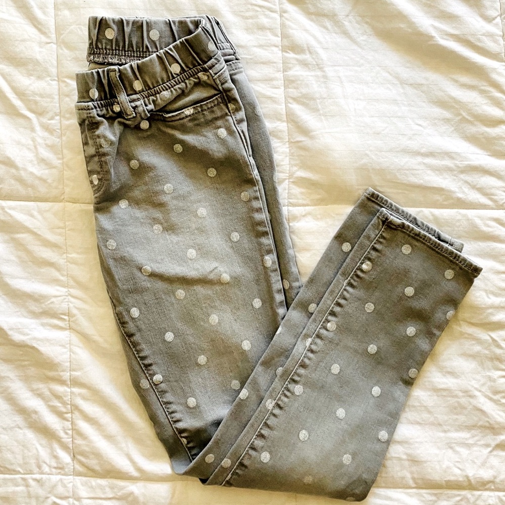 Girls Gap grey polka dot jeggings